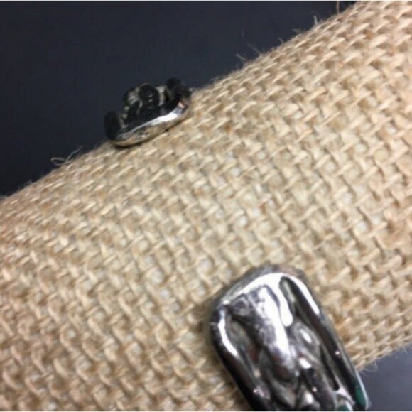 Cuff Bangle Bracelet As Is Silver Chain Link Design Retro BoHo Vintage Classic - Picture 3 of 5